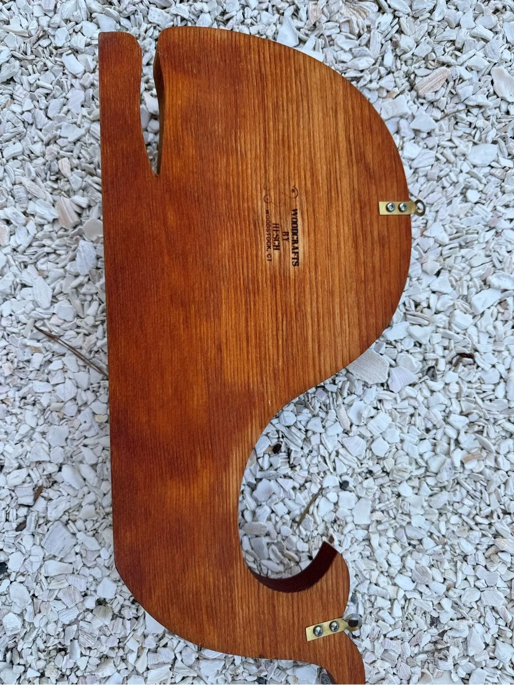 Wooden Whale Wall Hook in Brown with Blue Accents